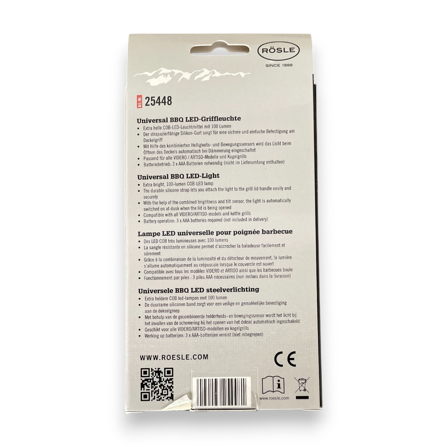 RÖSLE Universal BBQ LED-Griffleuchte, Hochwertige Grilllampe zur Beleuchtung