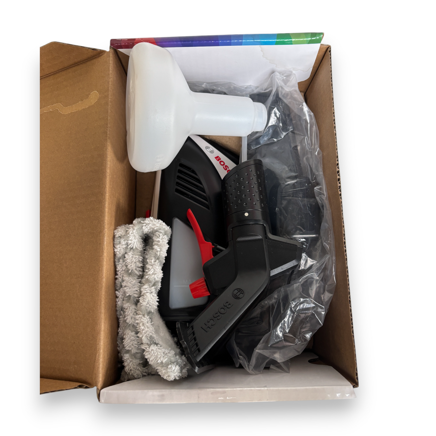 Bosch Akku-Fenstersauger Glas VAC inkl. Sprühflasche und Microfasertuch