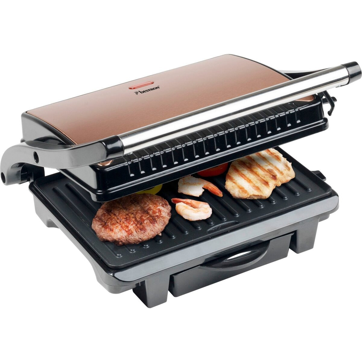 Bestron ASW113CO Elektrogrill 1000 Watt Sandwich Grill Kupfer