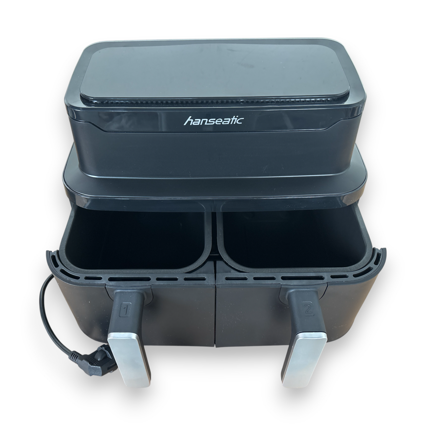 Hanseatic Heißluftfritteuse HAF212600D XXL-Volumen 9L mit Dörrfunktion 2 Einschüben Touchdisplay