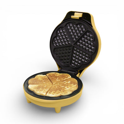 Bestron Waffeleisen für klassische Herzwaffeln Retro Design 700 Watt Gelb