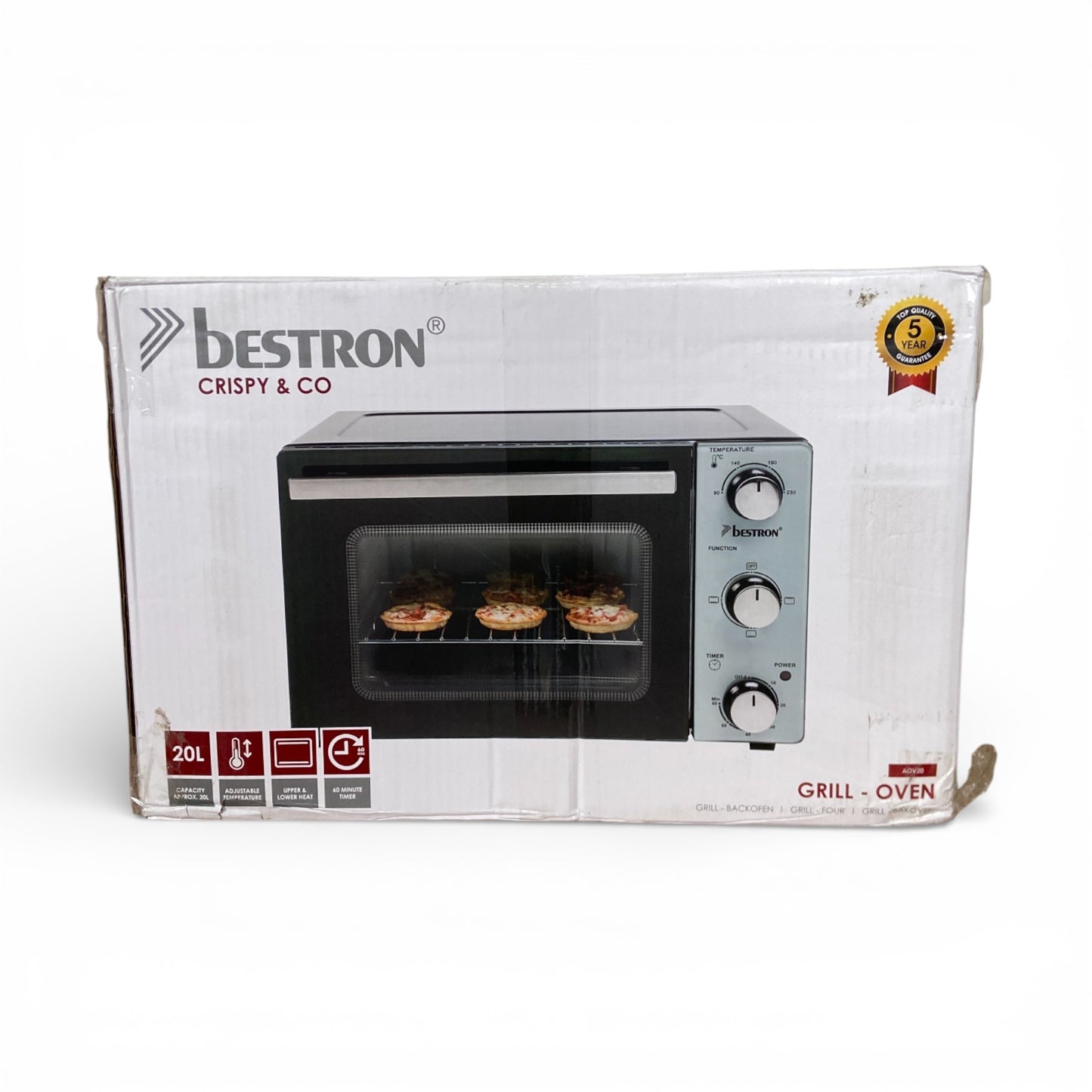 Bestron AOV20 Minibackofen 1300 Watt Silber