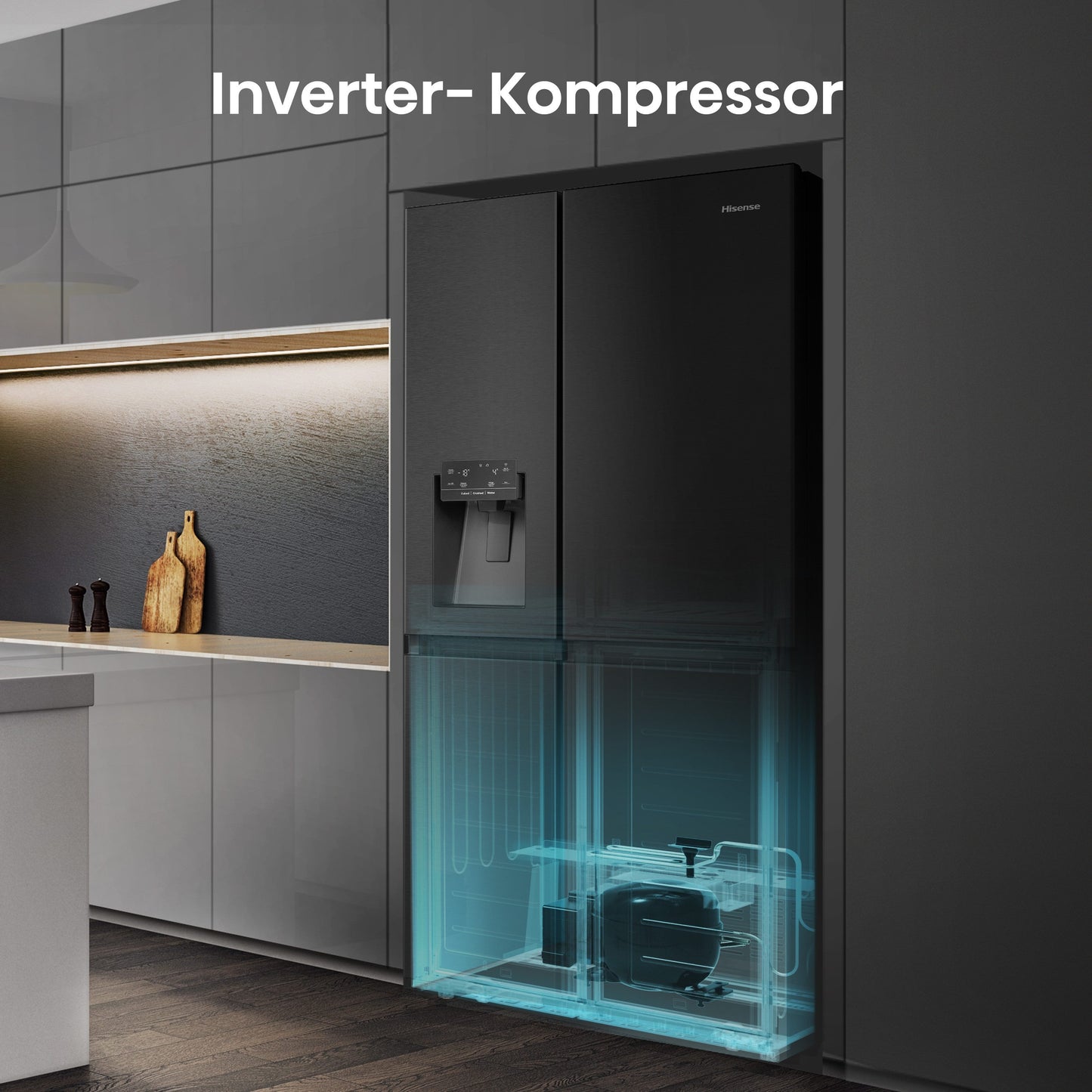 Hisense Side-by-Side Kühlschrank RS818N4TFC MetalCooling, No Frost Wassertank